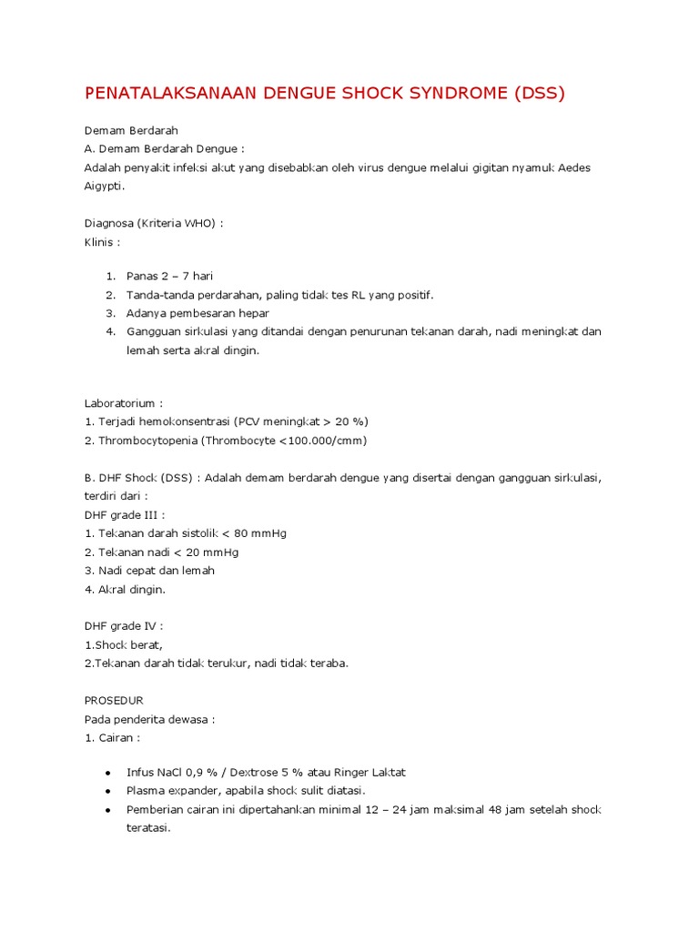 Penatalaksanaan Dengue Shock Syndrome | PDF