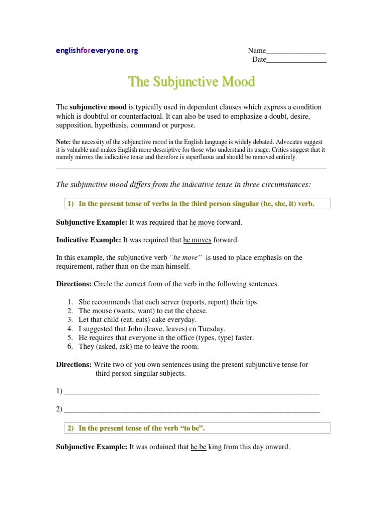 Understanding the Subjunctive Mood | PDF