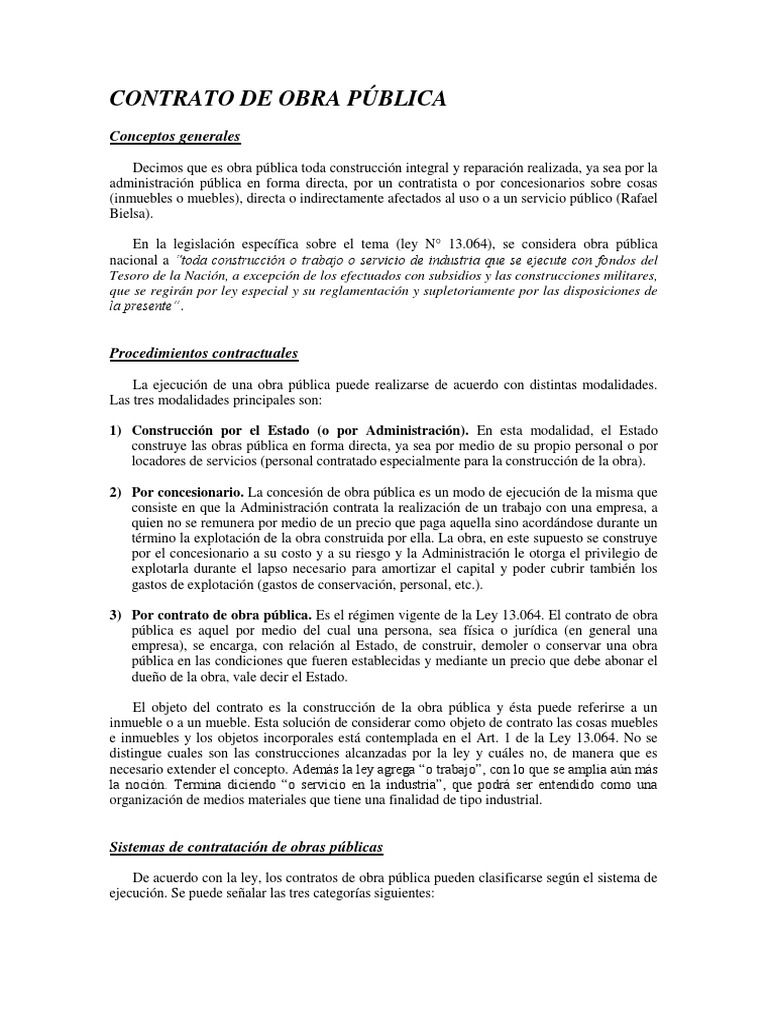 Contrato de Obra Pública | PDF | Presupuesto | Subasta