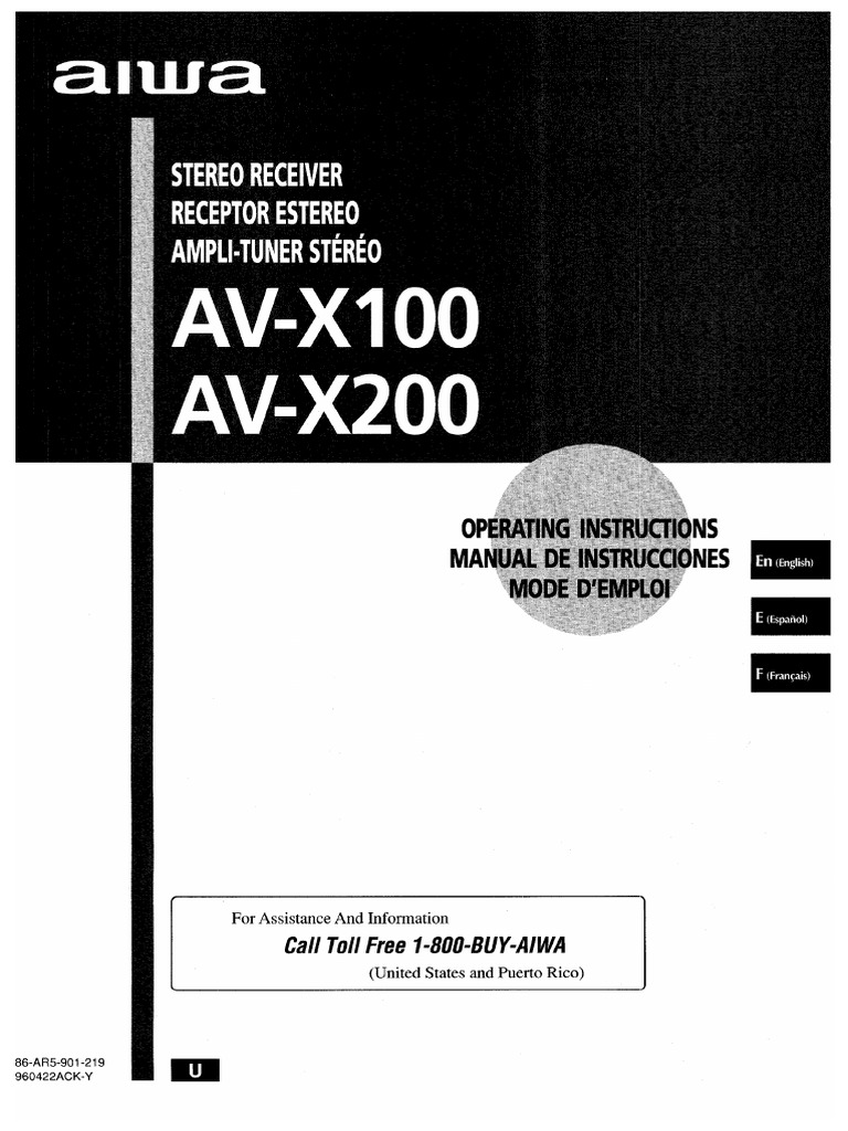 Amplificateur Aiwa AV-X100 Stéréo Surround Sound