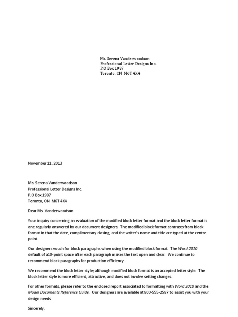 Block Format Open Punctuation  PDF  Gossip Girl Within Modified Block Letter Template Word
