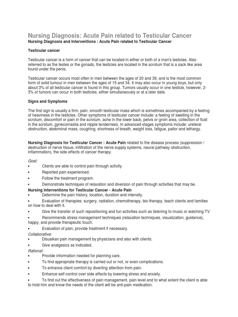 Nursing Diagnosisvfsds PDF Testicle Cancer