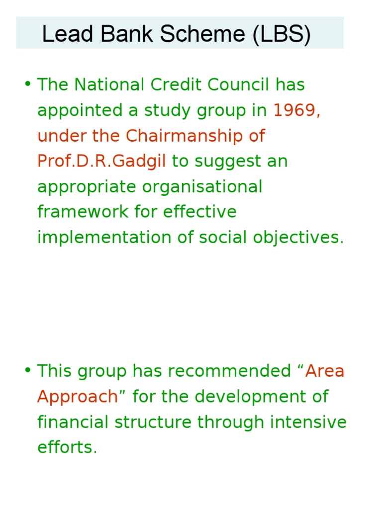 Lead Bank Scheme (LBS) PDF Reserve Bank Of India Banks