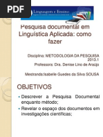 Pesquisa documental em Linguística Aplicada