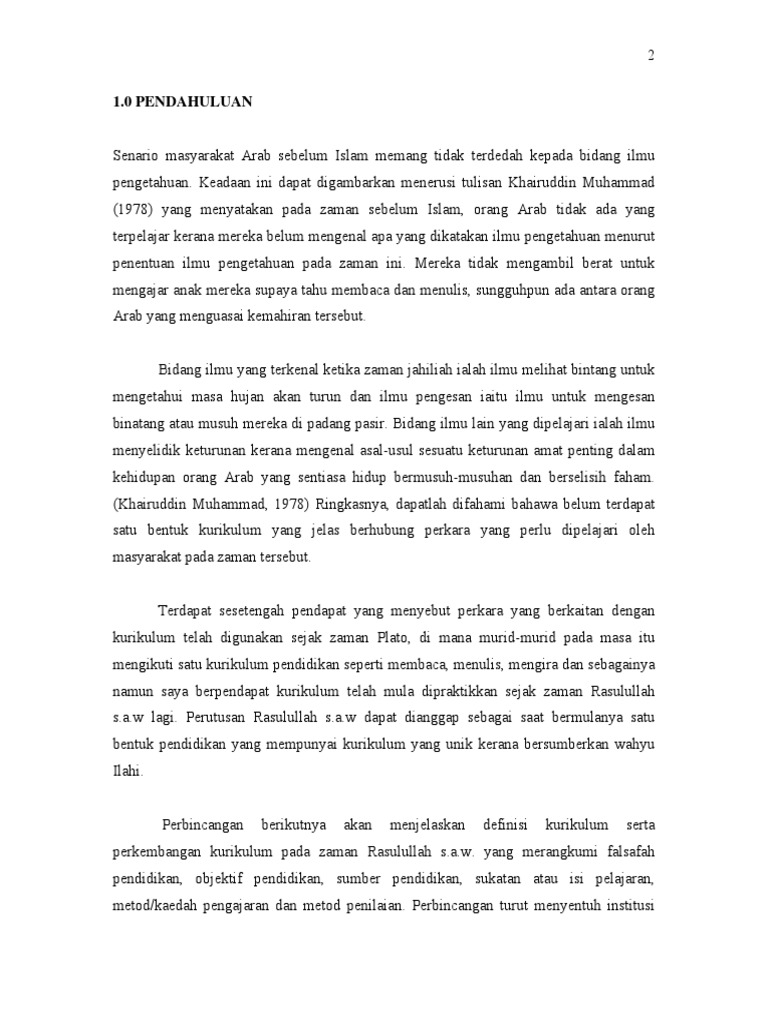 Kurikulum Zaman Rasulullah S A W 2 Pdf