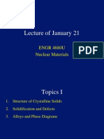Lecture of January 21: ENGR 4680U Nuclear Materials