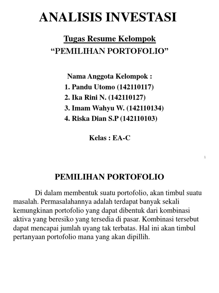 Pemilihan Portofolio