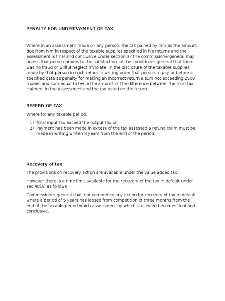 Penalty For Underpayment of Tax | PDF | Government Budget Balance | Taxes