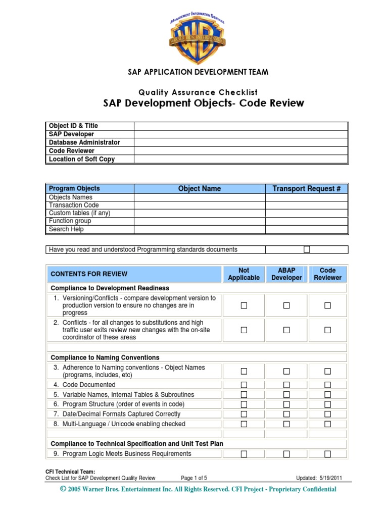 Checklist for abap code review v2 pdf control flow information