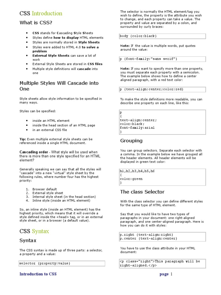 What Is CSS?: CSS Stands For Cascading Style Sheets | PDF | Cascading ...