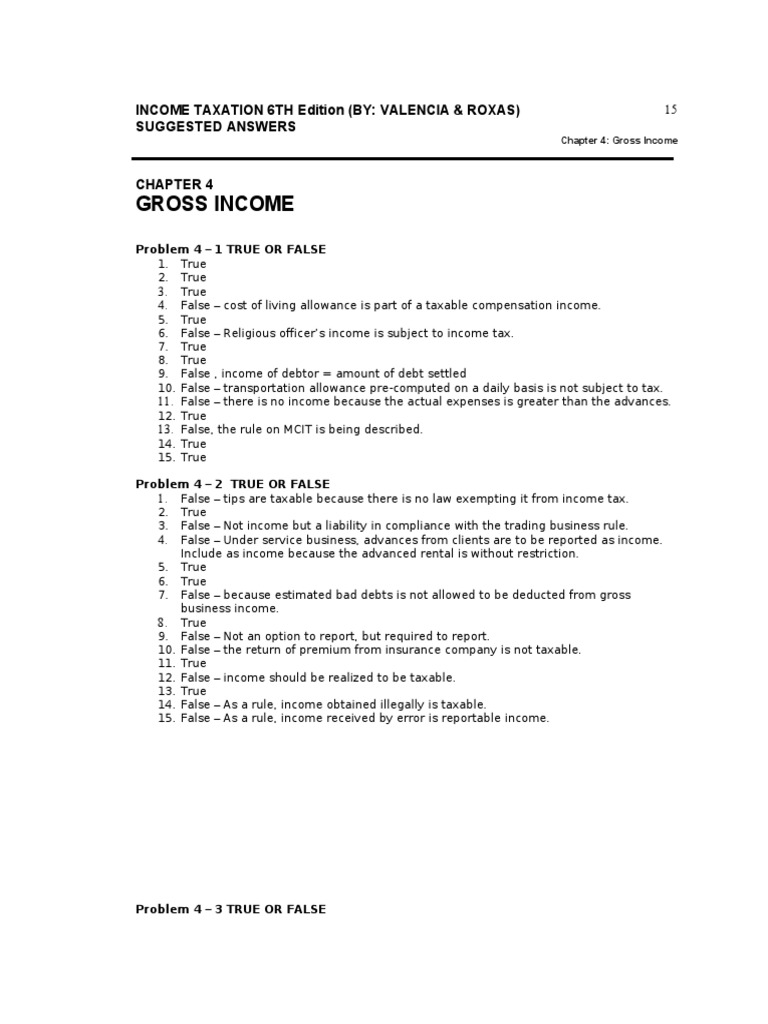 Income Taxation by Valencia Roxas Chapter 4 6th edition | Cost Of Goods  Sold | Income