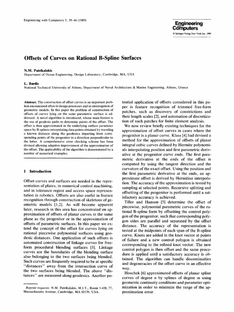 Offset Curves on B-Spline Surfaces | PDF | Differential Geometry ...