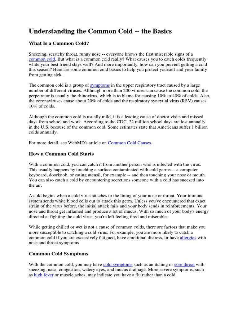 Understanding Common Cold PDF Common Cold Mucus
