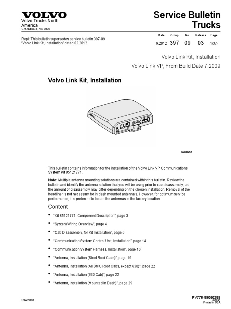 Volvo Link VP Kit Installation Guide | PDF | Cable | Electrical Connector