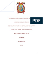 Demografia y Politicas de Poblacion en El Peru