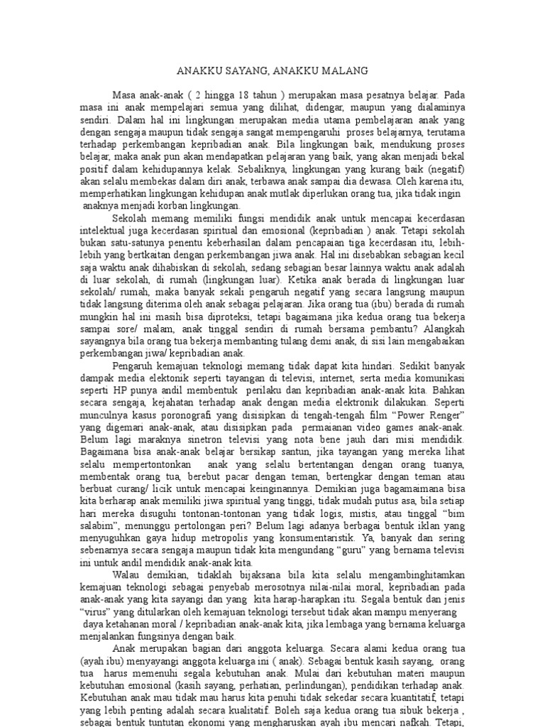 Anakku Sayang Anakku Malang