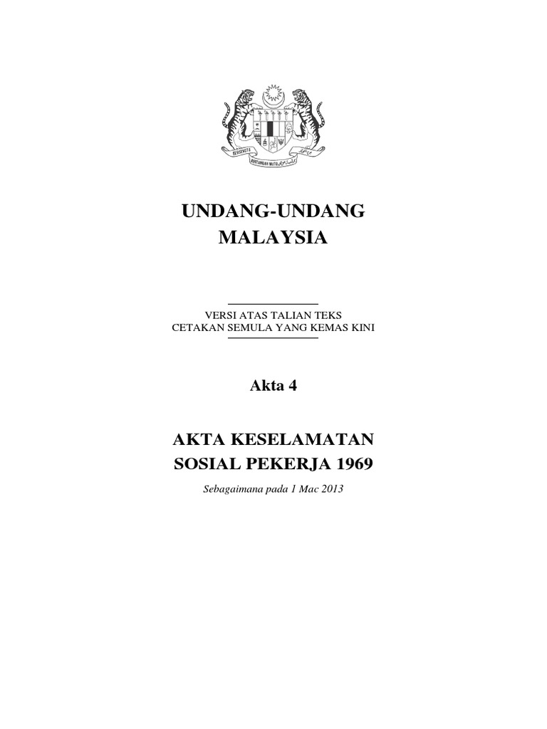 akta keselamatan sosial pekerja 1969
