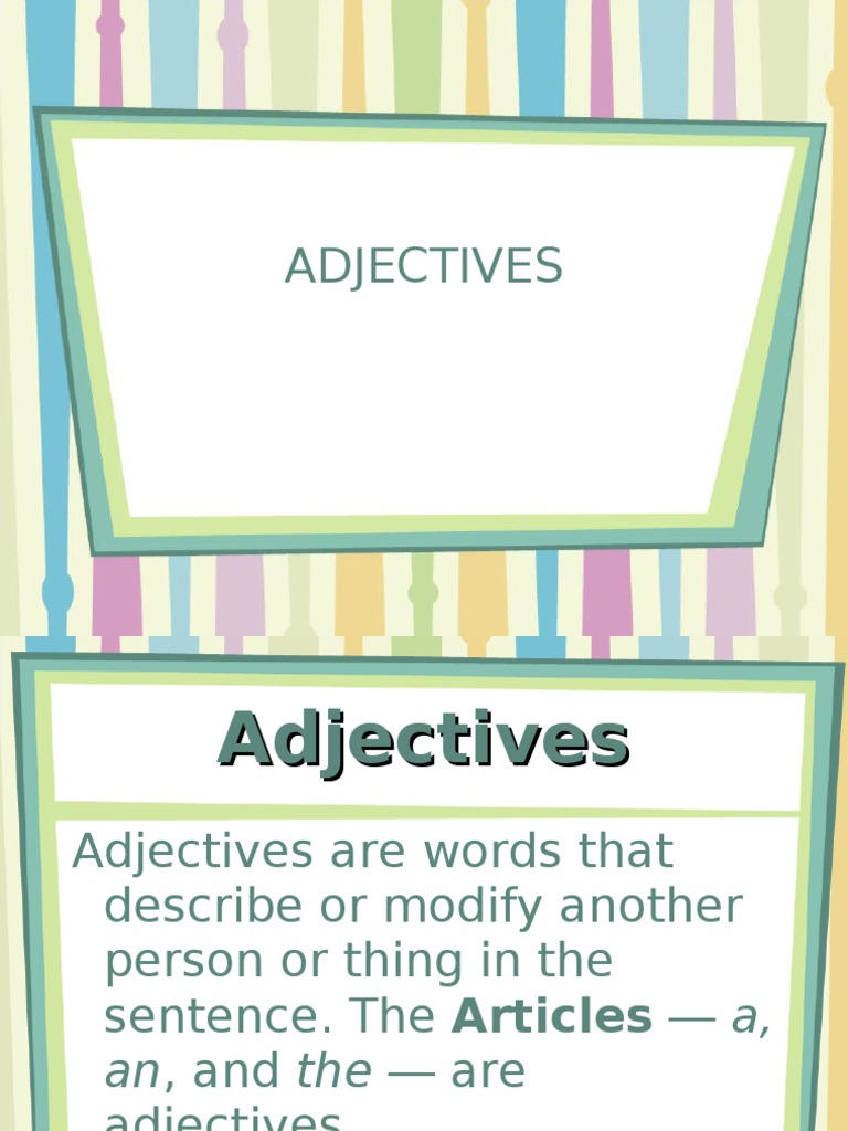 Adjectives and Their Usage | PDF | Adjective | Pronoun