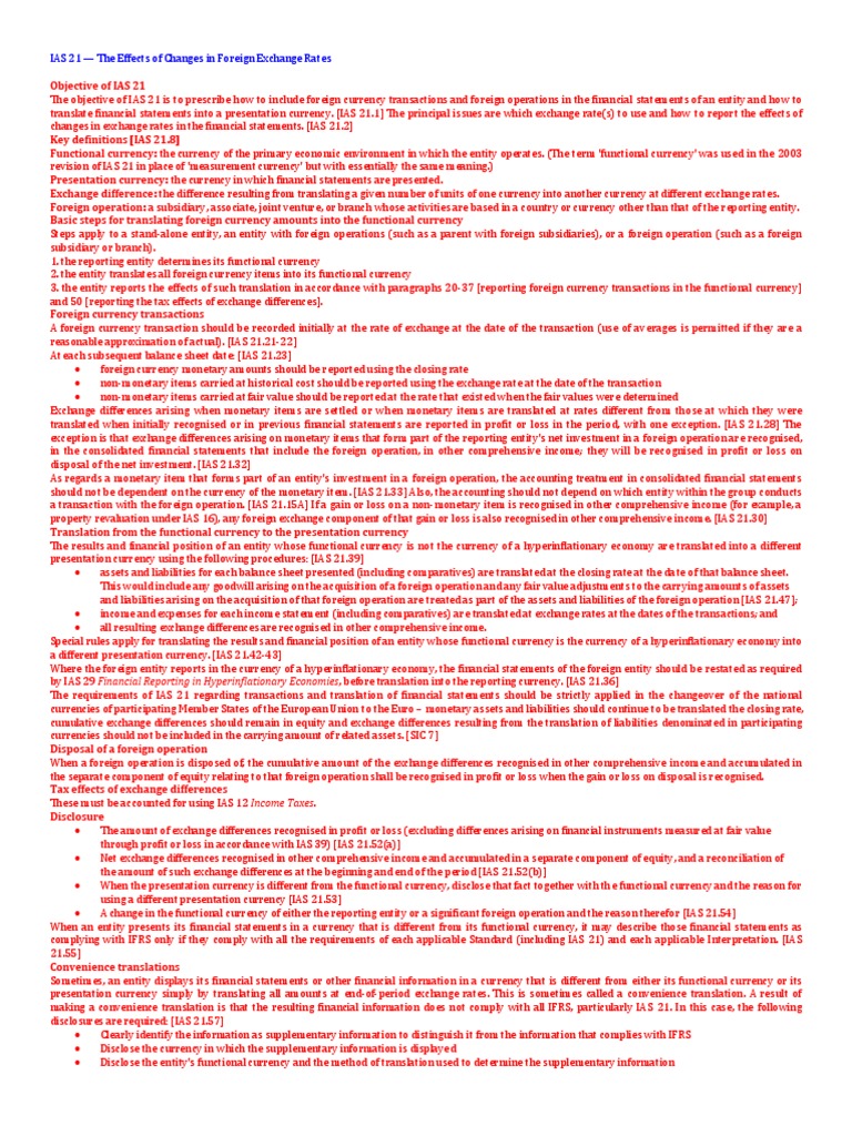 IAS 21 - The Effects of Changes in Foreign Exchange Rates | PDF