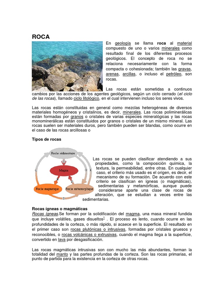 Tipos y Ciclo de las Rocas en Geología | PDF | Roca (geología) | Placas ...