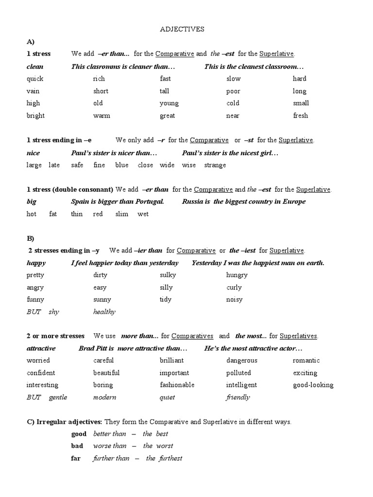 Unit 8 Comparatives Superlatives Ellipsis Adjective