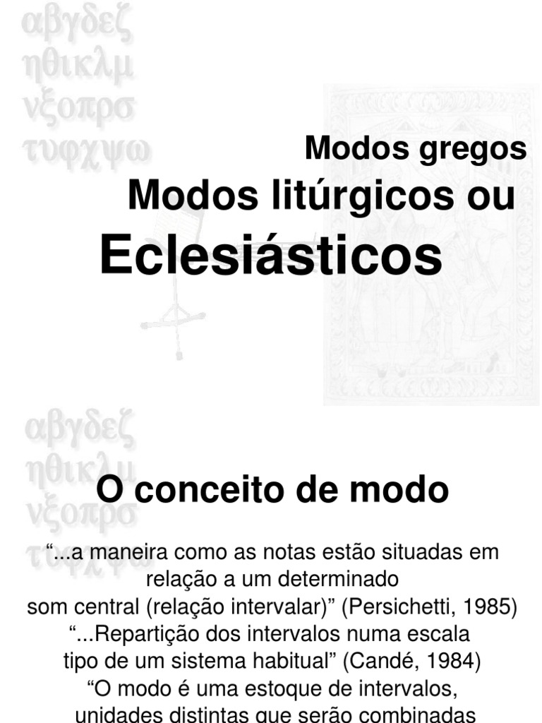 Modos Eclesiásticos e Hipodóricos | PDF | Escala (música) | Teoria da ...