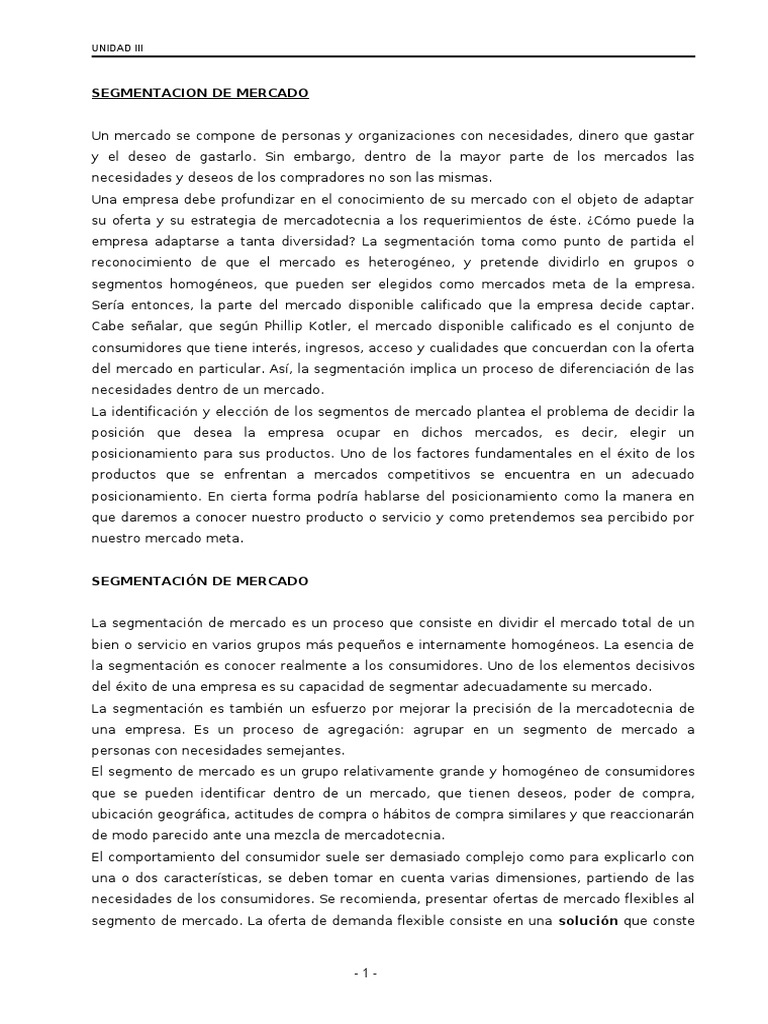 Segmentación de Mercado y Posicionamiento | PDF | Producto (Negocio ...