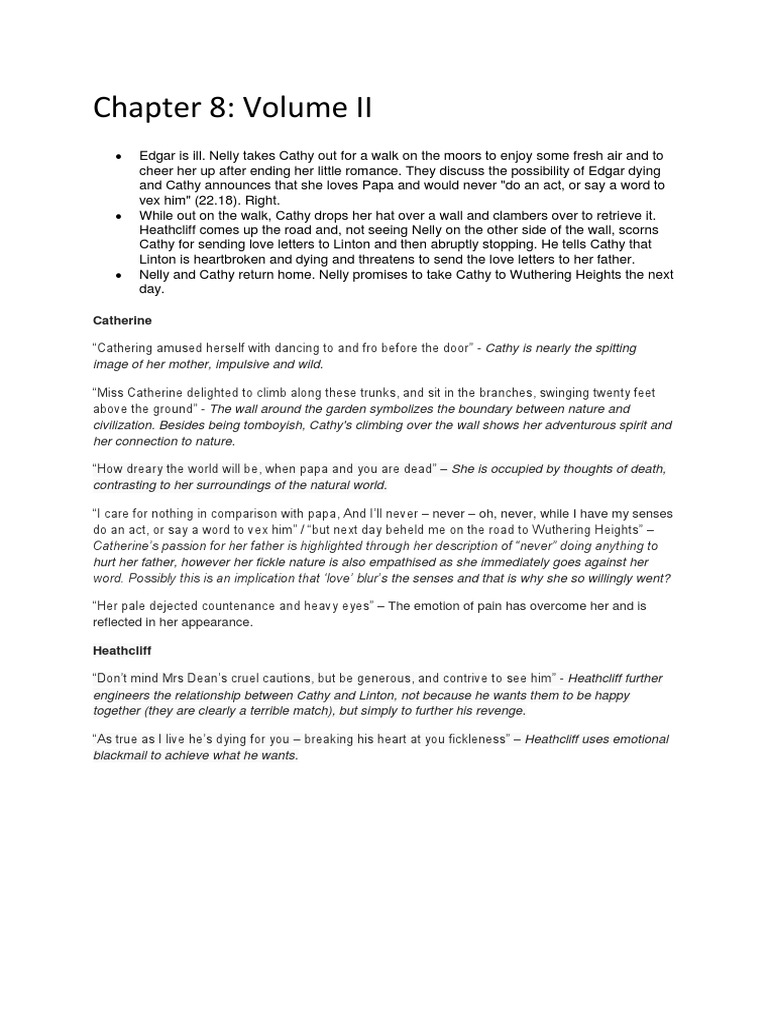 Wuthering Heights Chapter 8 Summary | PDF | Wuthering Heights ...