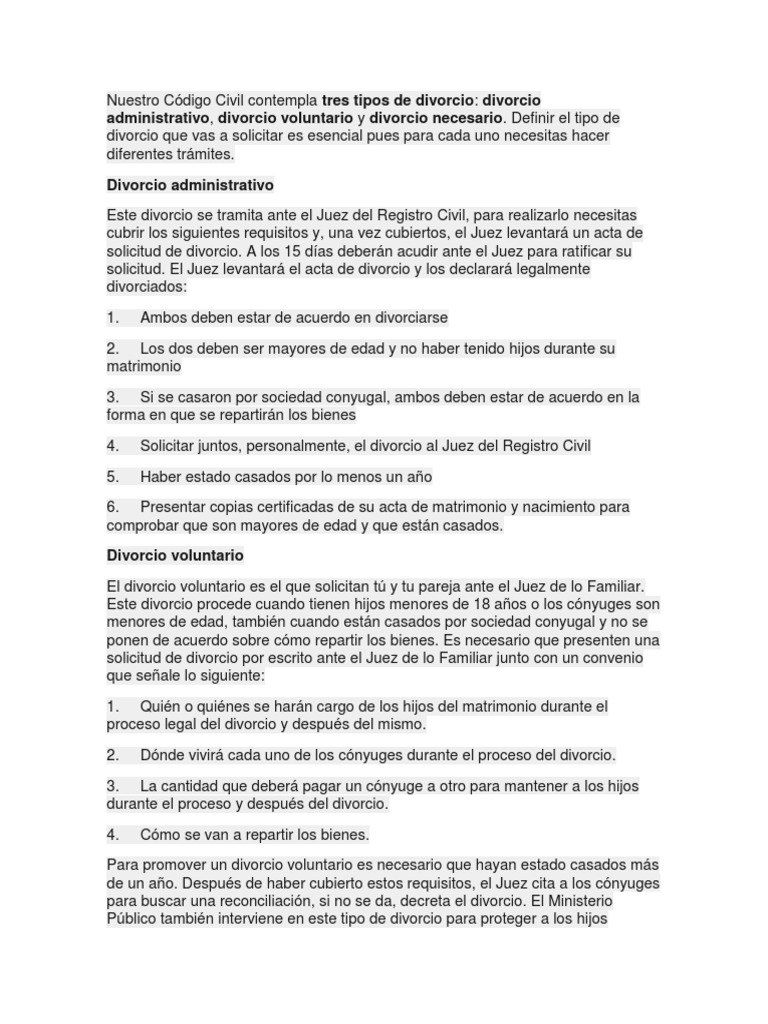 Tipos de Divorcio en el Código Civil | PDF | Divorcio | Justicia