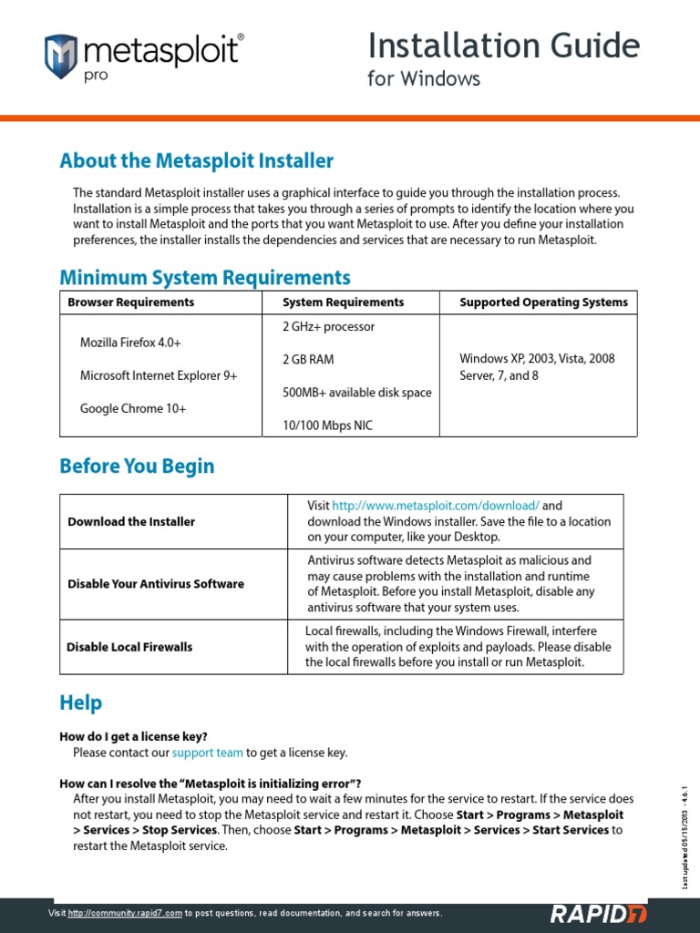 Metasploit InstallationGuide Windows 4.6.1 | PDF | Computers ...