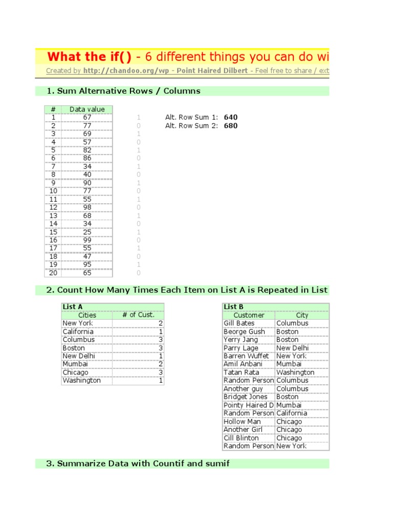What The If - 6 Different Things You Can Do With Excel If Functions | PDF