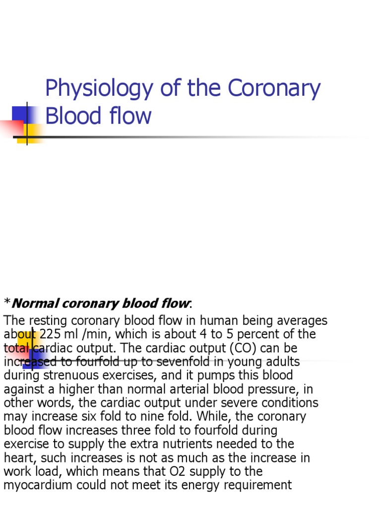 Physiology of The Coronary Blood Flow | PDF | Vasodilation | Coronary ...