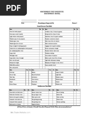 Guest Room Cleaning Checklist Template