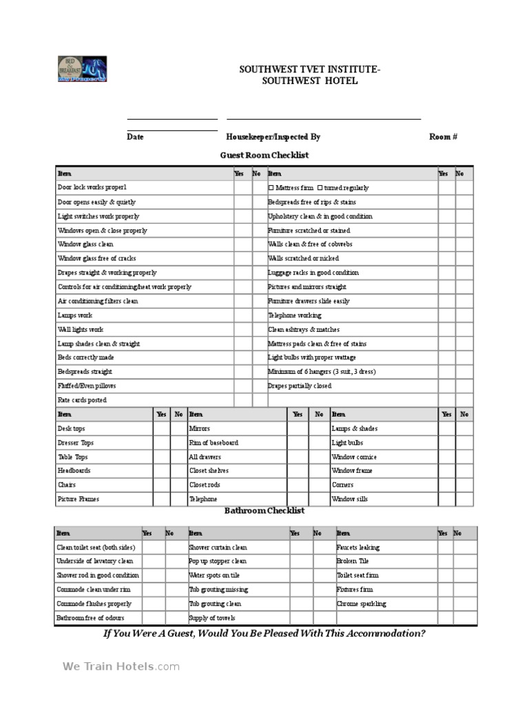 Guest Room Cleaning Checklist Template | Interior Design | Home