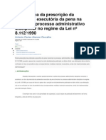 O problema da prescrição da pretensão executória da pena na esfera do processo administrativo disciplinar no regime da Lei nº 8