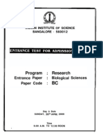 IISC Bangalore Ph.D Entrance Question Paper 2009