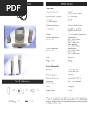 infinity oreus subwoofer