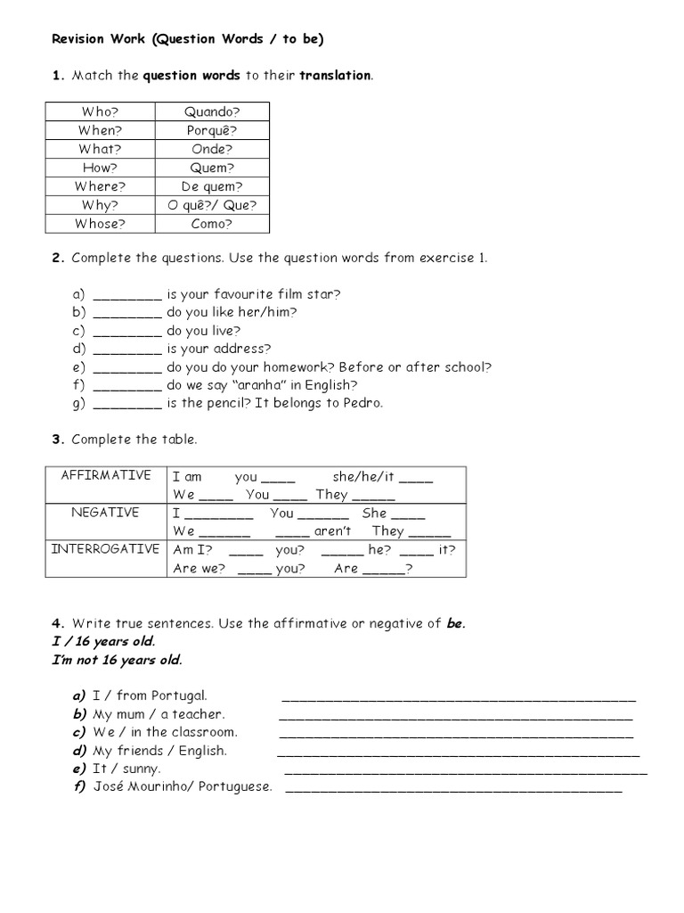 Question Words and Verb 