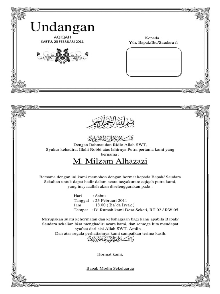 Undangan Aqiqah | Pdf