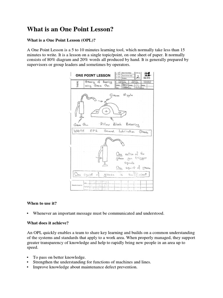 Understanding One Point Lessons (OPL) | PDF