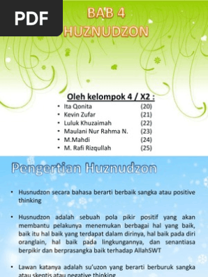 Lawan Kata Suudzon Adalah Husnudzon Studi Indonesia