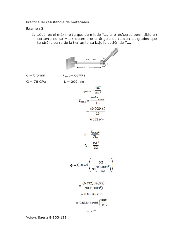 Práctica de Resistencia de Materiales | PDF | Ciencia y matemáticas