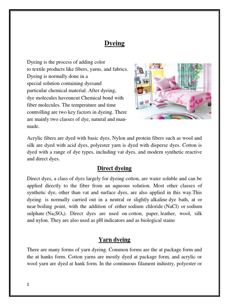 Dyeing Printing Pdf Dye Dyeing