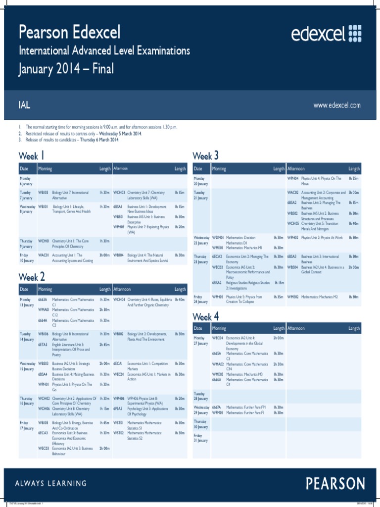 Edexcel exam timetable 2017 picture
