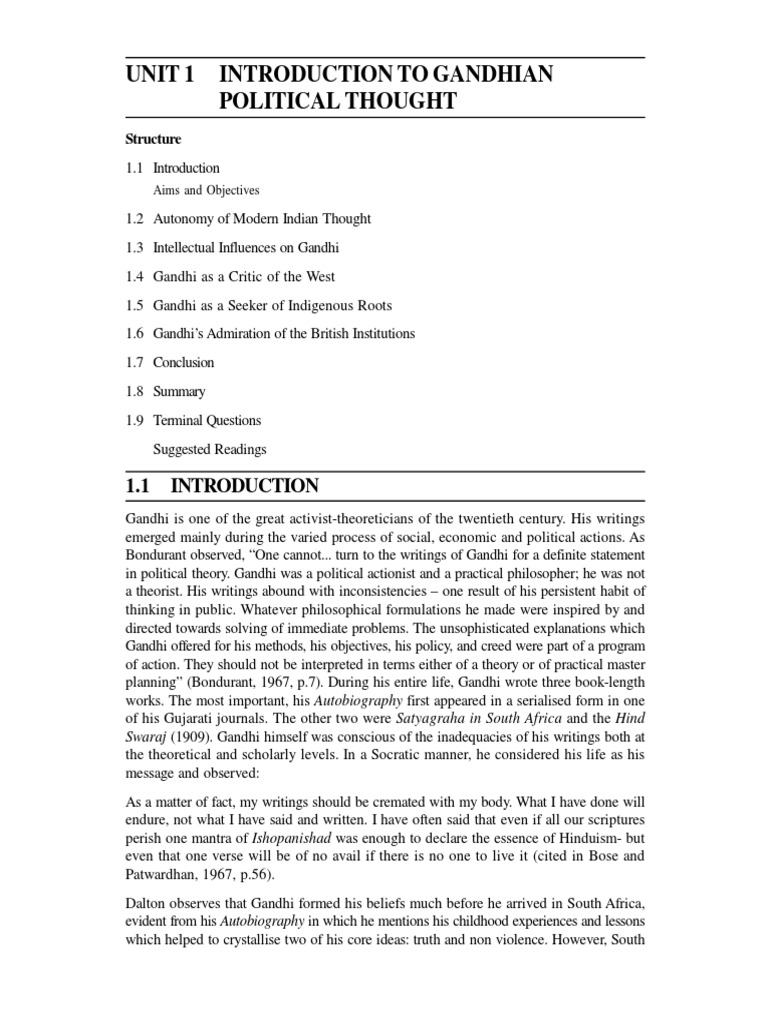 Introduction to Gandhian Political Thought | PDF | Mahatma Gandhi ...