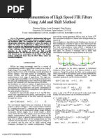 FPGA Implementation of High Speed FIR Filters Using Add and Shift Method