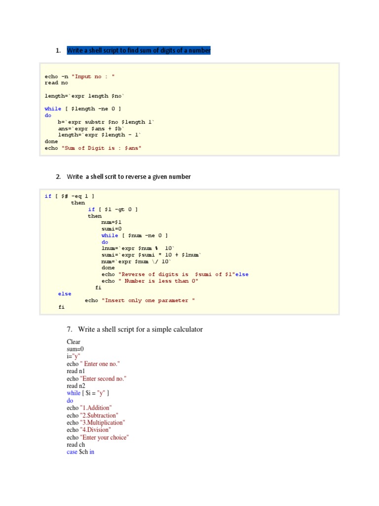 Write A Shell Script To Find Sum of Digits of A Number: 