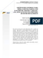 Gráficos de Controle para Média e Desvio-padrão com Tamanho de Amostra Variável=uma Aplicação em uma Indústria do Setor Metalúrgico