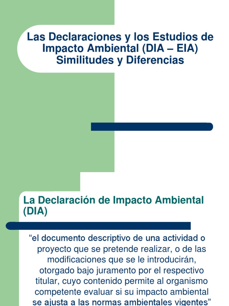 Diferencias entre DIA y EIA | PDF | Evaluación de impacto ambiental ...