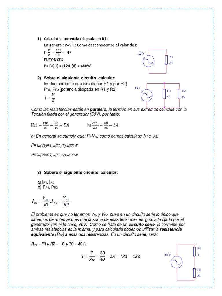 Ejercicios Electricidad | PDF | Resistencia Eléctrica y Conductancia ...